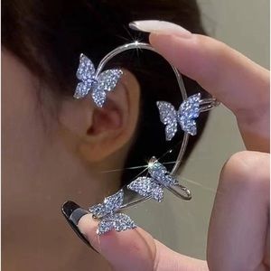 1 single earring Ear Wrap (right ear) Rhinestones Butterflies